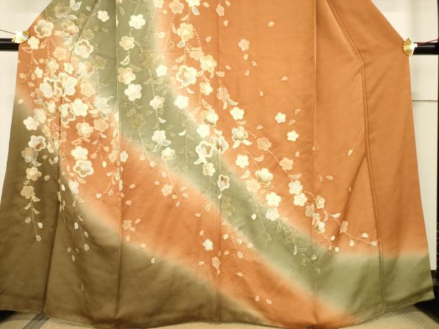 平和屋着物●訪問着　辻が花　舞花文　暈し染め　金銀彩　正絹　逸品　AABF1334ck