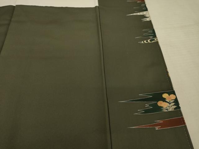 平和屋着物●訪問着　駒刺繍　渡り橋風景花文　金彩　正絹　逸品　AABF1339ck 平和屋着物○訪問着 駒刺繍 渡り橋風景花文 金彩 正絹 逸品