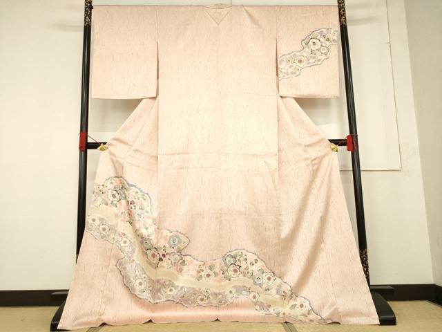 平和屋着物●訪問着　辻が花　道長花文　ロング丈　正絹　逸品　未使用　AABF1340ck 平和屋着物○訪問着 辻が花 道長花文 ロング丈 正絹 逸品 未使用