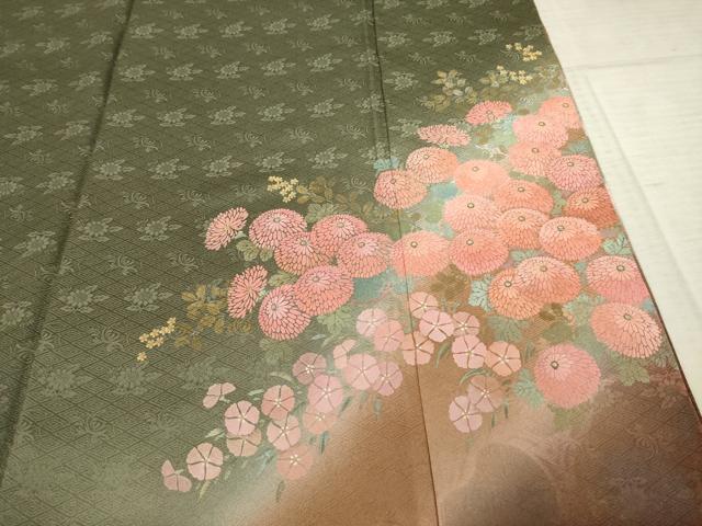 平和屋着物○訪問着 作家物 手描き 草花文 正絹 逸品 AABF1347ck