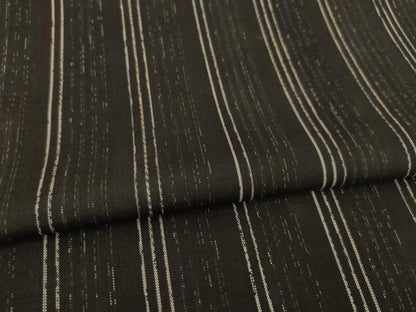 平和屋着物●本場大島紬　縞　黒地　ロング丈　正絹　逸品　AABF1350ck