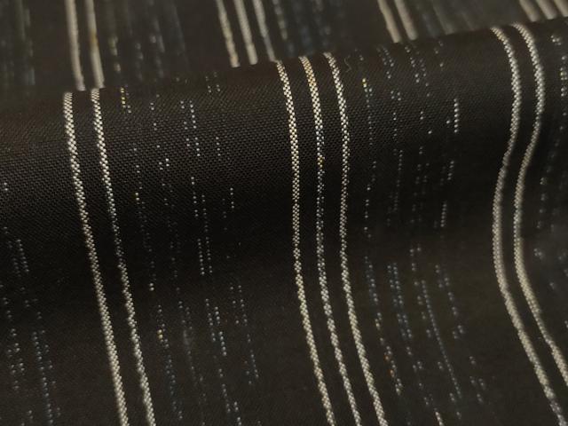 平和屋着物●本場大島紬　縞　黒地　ロング丈　正絹　逸品　AABF1350ck