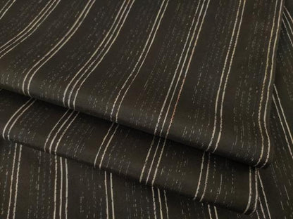 平和屋着物●本場大島紬　縞　黒地　ロング丈　正絹　逸品　AABF1350ck
