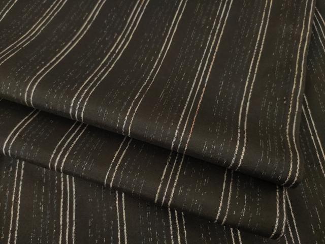 平和屋着物●本場大島紬　縞　黒地　ロング丈　正絹　逸品　AABF1350ck