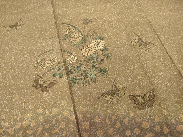 平和屋着物●蒔絵友禅作家　澤井豊永　訪問着　四季花に蝶　暈し染め　金彩　正絹　逸品　AABF1351ck 平和屋着物○蒔絵友禅作家 澤井豊永 訪問着 四季花に蝶 暈し染め 金彩