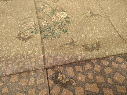 平和屋着物●蒔絵友禅作家　澤井豊永　訪問着　四季花に蝶　暈し染め　金彩　正絹　逸品　AABF1351ck