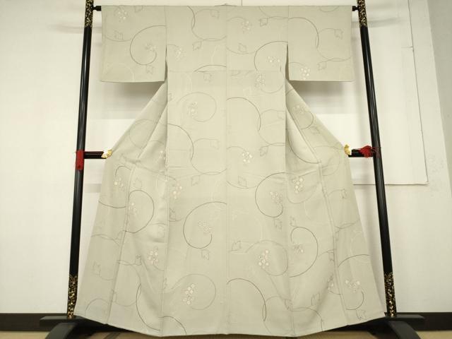 平和屋着物●上質な色無地　唐草地紋　葡萄色　正絹　逸品　AABD6296cs 平和屋着物○上質な色無地 唐草地紋 葡萄色 正絹 逸品 AABD6296cs 平和屋