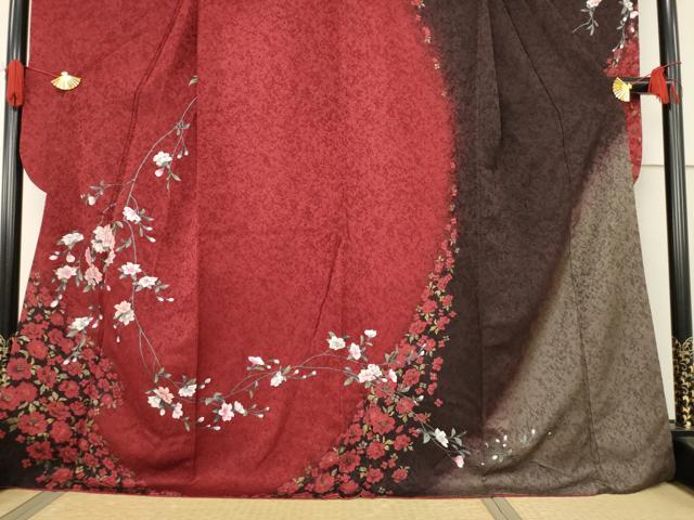 平和屋着物●豪華振袖　枝垂れ花文　暈し染め　金彩　やまと誂製　ロング丈　正絹　逸品　AABF1356ck 平和屋着物○豪華振袖 枝垂れ花文 暈し染め 金彩 やまと誂製 ロング丈