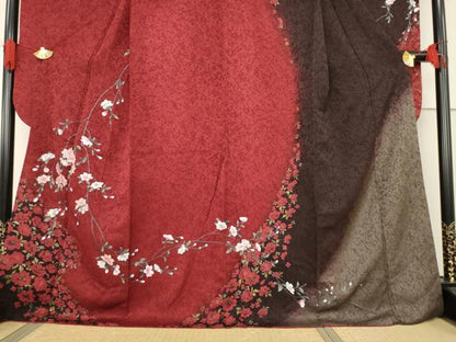 平和屋着物●豪華振袖　枝垂れ花文　暈し染め　金彩　やまと誂製　ロング丈　正絹　逸品　AABF1356ck