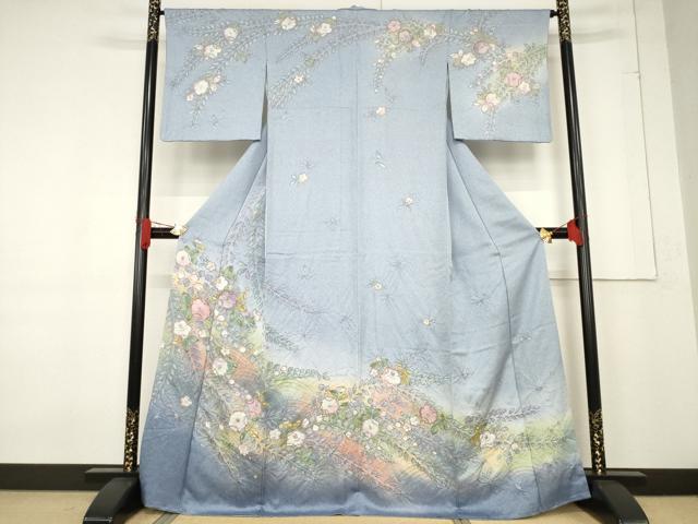 平和屋着物●訪問着　辻が花　絞り　舞花文　暈し染め　金彩　さが美扱い　正絹　逸品　AABF1358ck