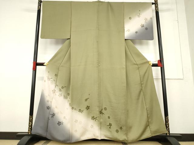 平和屋着物●訪問着　輪奈ビロード　草花文　暈し染め　正絹　逸品　AABF1360ck 平和屋着物○訪問着 輪奈ビロード 草花文 暈し染め 正絹 逸品
