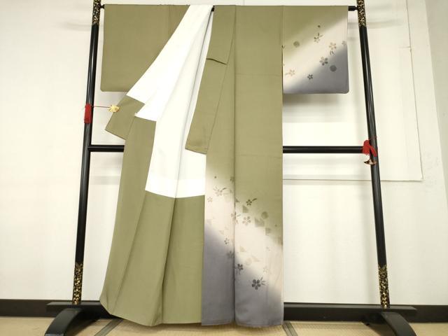 平和屋着物●訪問着　輪奈ビロード　草花文　暈し染め　正絹　逸品　AABF1360ck 平和屋着物○訪問着 輪奈ビロード 草花文 暈し染め 正絹 逸品