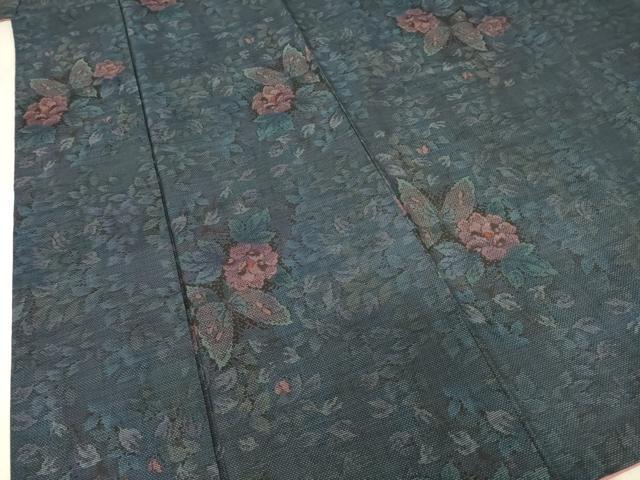 平和屋着物●本場大島紬　カタス7マルキ　花蝶文　正絹　逸品　AABF1361ck