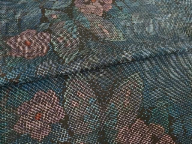 平和屋着物●本場大島紬　カタス7マルキ　花蝶文　正絹　逸品　AABF1361ck
