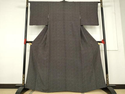 平和屋着物●江戸小紋　桜　黒地　ますいわ屋扱い　正絹　逸品　AABF1362ck
