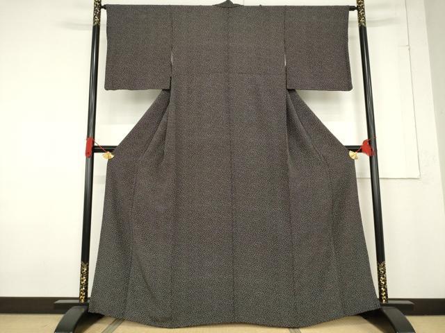 平和屋着物●江戸小紋　桜　黒地　ますいわ屋扱い　正絹　逸品　AABF1362ck