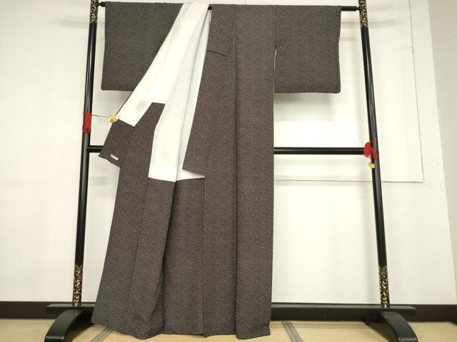 平和屋着物●江戸小紋　桜　黒地　ますいわ屋扱い　正絹　逸品　AABF1362ck