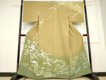 平和屋着物●訪問着　友禅　風景枝花文　暈し染め　正絹　逸品　AABF1367ck