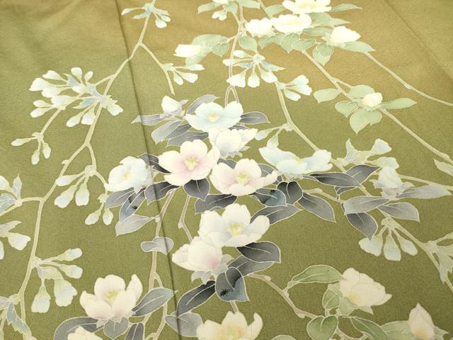 平和屋着物○訪問着 友禅 風景枝花文 暈し染め 正絹 逸品