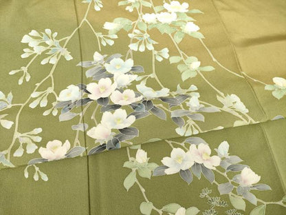 平和屋着物●訪問着　友禅　風景枝花文　暈し染め　正絹　逸品　AABF1367ck