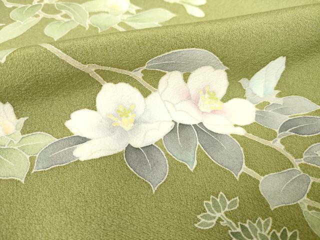 平和屋着物○訪問着 友禅 風景枝花文 暈し染め 正絹 逸品