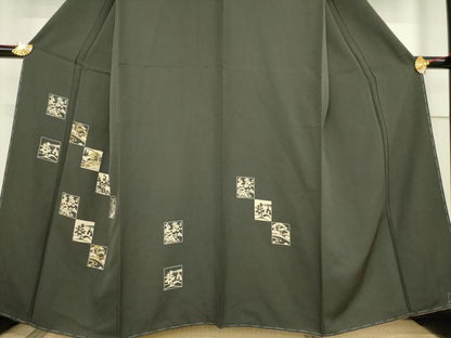 平和屋着物●訪問着　刺繍　型染め　色紙重ね風景文　金糸　正絹　逸品　未使用　AABF1369ck