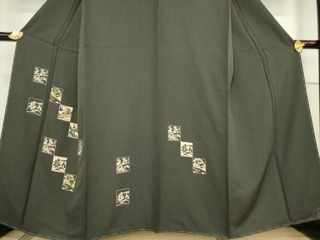 平和屋着物●訪問着　刺繍　型染め　色紙重ね風景文　金糸　正絹　逸品　未使用　AABF1369ck