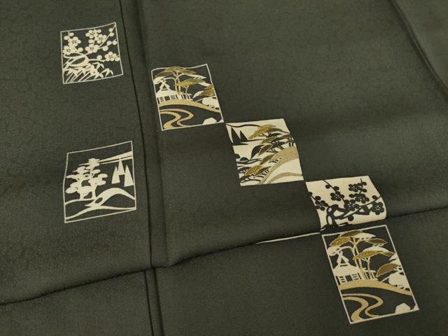 平和屋着物●訪問着　刺繍　型染め　色紙重ね風景文　金糸　正絹　逸品　未使用　AABF1369ck