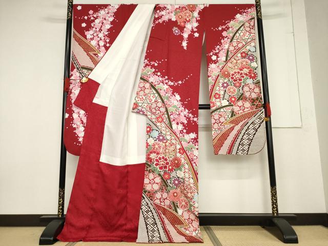 平和屋着物●豪華振袖　絞り　花丸文　金彩　銀通し地　ロング丈　正絹　逸品　AABF1371ck
