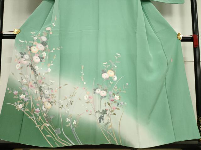 平和屋着物●訪問着　友禅　作家物　草花文　暈し染め　正絹　逸品　AABF1372ck