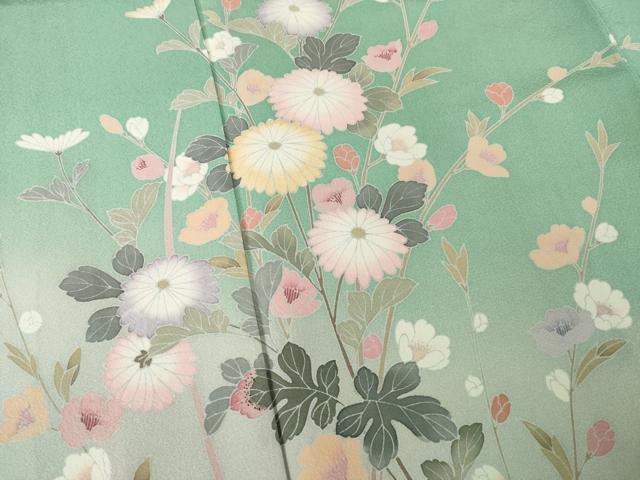 平和屋着物●訪問着　友禅　作家物　草花文　暈し染め　正絹　逸品　AABF1372ck