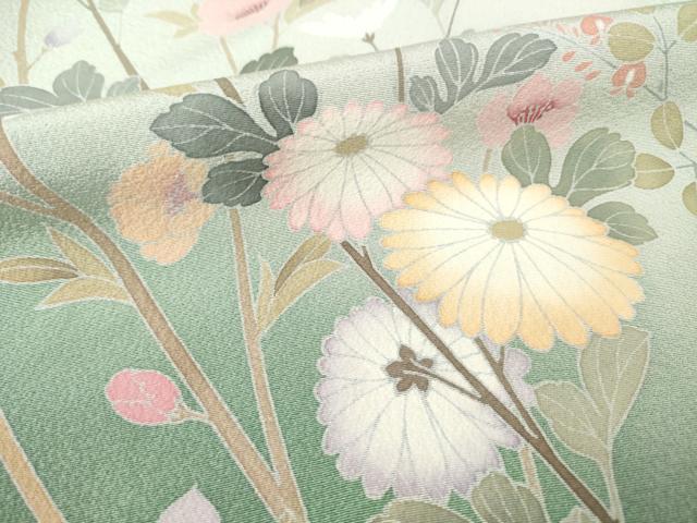 平和屋着物●訪問着　友禅　作家物　草花文　暈し染め　正絹　逸品　AABF1372ck