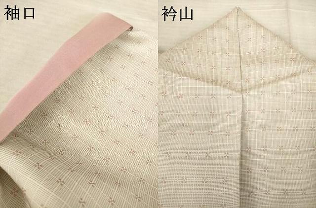 平和屋着物●お召　格子　正絹　逸品　AABF1375ck 平和屋着物○お召 片身替わり 格子 やまと誂製 正絹 逸品 AABG9906csの