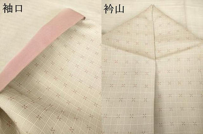 平和屋着物●お召　格子　正絹　逸品　AABF1375ck
