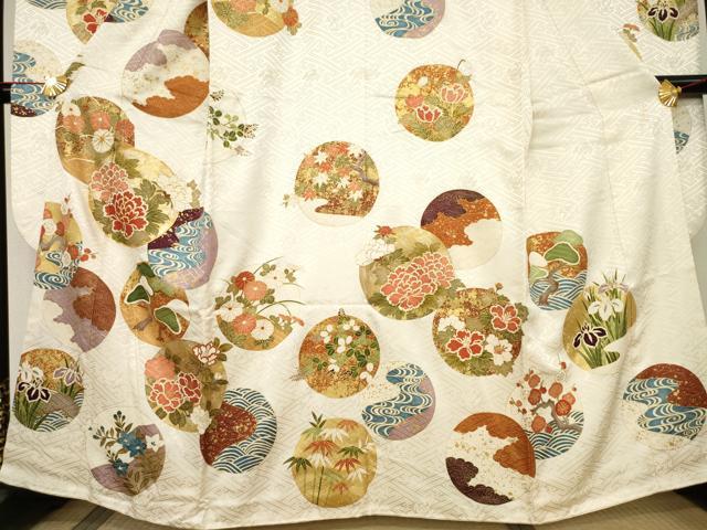 平和屋着物○十日町老舗ブランド 吉澤友禅 吾妻徳穂 振袖 駒刺繍 花
