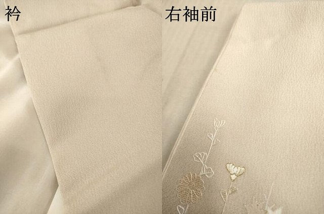 平和屋着物●訪問着　総刺繍　草花文　暈し染め　正絹　逸品　AABF1378ck