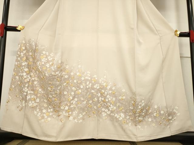 平和屋着物●訪問着　総刺繍　草花文　暈し染め　正絹　逸品　AABF1378ck