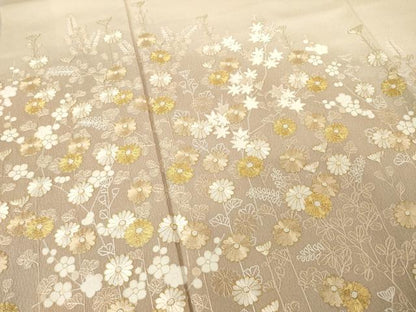平和屋着物●訪問着　総刺繍　草花文　暈し染め　正絹　逸品　AABF1378ck