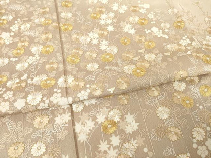 平和屋着物●訪問着　総刺繍　草花文　暈し染め　正絹　逸品　AABF1378ck