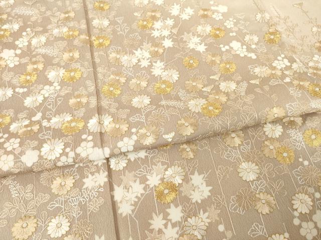 平和屋着物●訪問着　総刺繍　草花文　暈し染め　正絹　逸品　AABF1378ck