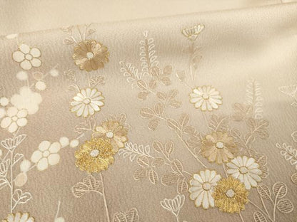 平和屋着物●訪問着　総刺繍　草花文　暈し染め　正絹　逸品　AABF1378ck