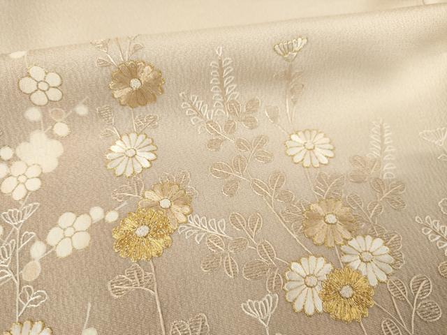 平和屋着物●訪問着　総刺繍　草花文　暈し染め　正絹　逸品　AABF1378ck