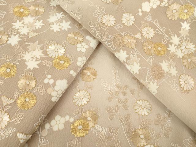 平和屋着物●訪問着　総刺繍　草花文　暈し染め　正絹　逸品　AABF1378ck