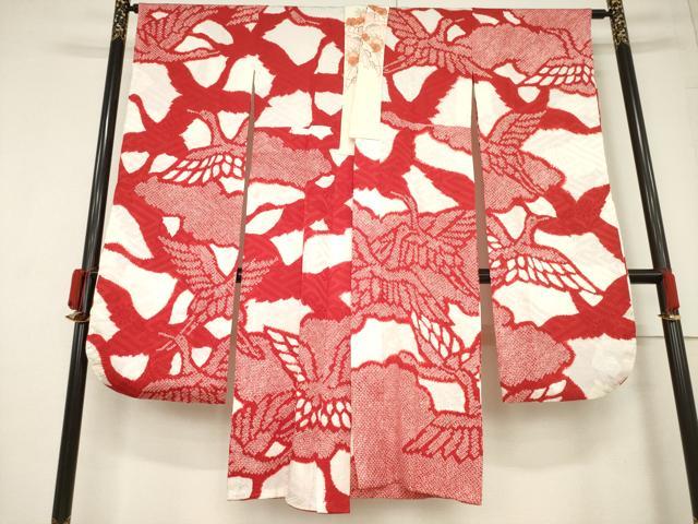 平和屋着物●豪華振袖・長襦袢(無双仕立て)セット　総絞り　駒刺繍　雪芝花蝶文　正絹　逸品　AABF1379ck