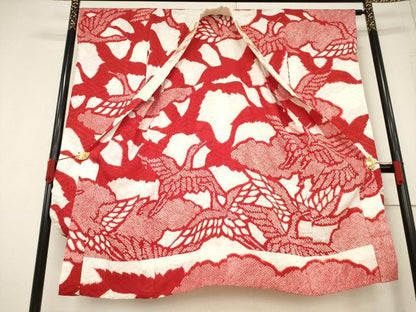 平和屋着物●豪華振袖・長襦袢(無双仕立て)セット　総絞り　駒刺繍　雪芝花蝶文　正絹　逸品　AABF1379ck