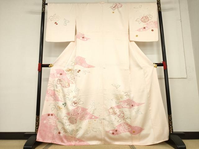 平和屋着物●創業460年・千總　訪問着　絞り　草花文　金彩　正絹　逸品　AABF1380ck