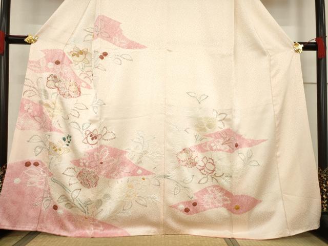 平和屋着物●創業460年・千總　訪問着　絞り　草花文　金彩　正絹　逸品　AABF1380ck