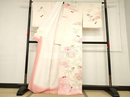 平和屋着物●創業460年・千總　訪問着　絞り　草花文　金彩　正絹　逸品　AABF1380ck