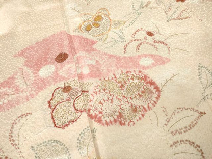 平和屋着物●創業460年・千總　訪問着　絞り　草花文　金彩　正絹　逸品　AABF1380ck