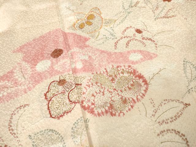 平和屋着物●創業460年・千總　訪問着　絞り　草花文　金彩　正絹　逸品　AABF1380ck